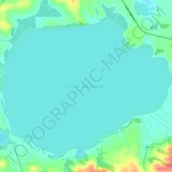 Lake Omapere topographic map, elevation, terrain