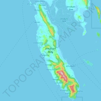Ko Lanta Yai topographic map, elevation, terrain