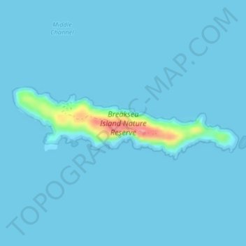 Breaksea Island topographic map, elevation, terrain