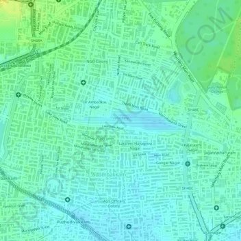 Velachery Lake topographic map, elevation, terrain