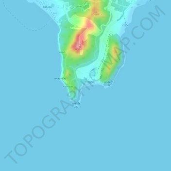 Nuan (Nual, Monkey) Beach topographic map, elevation, terrain