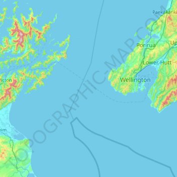 Cook Strait topographic map, elevation, terrain