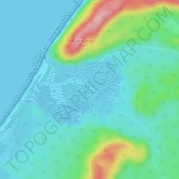 Three Mile Lagoon topographic map, elevation, terrain