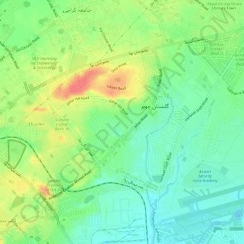 Gulistan e Johar topographic map, elevation, terrain