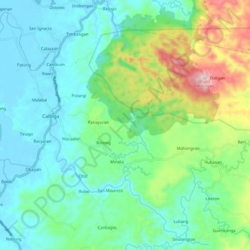 Calbiga River topographic map, elevation, terrain