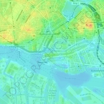 Binnenhafen topographic map, elevation, terrain