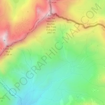 Lacs d'Agnel topographic map, elevation, terrain