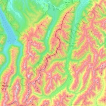 Saint Arnaud Range topographic map, elevation, terrain