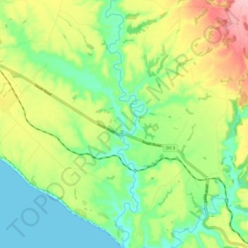 Tangahoe River topographic map, elevation, terrain