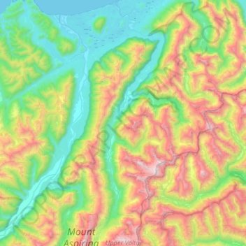 Waiatoto River topographic map, elevation, terrain