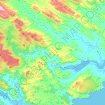 Catlins River topographic map, elevation, terrain