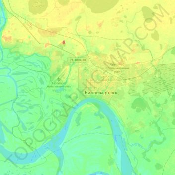 Nischnewartowsk topographic map, elevation, terrain