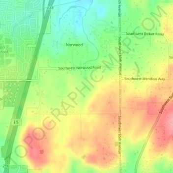 Saum Creek topographic map, elevation, terrain