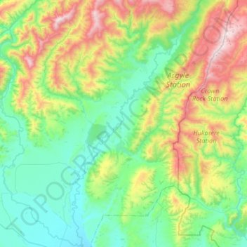 Waikaia River topographic map, elevation, terrain