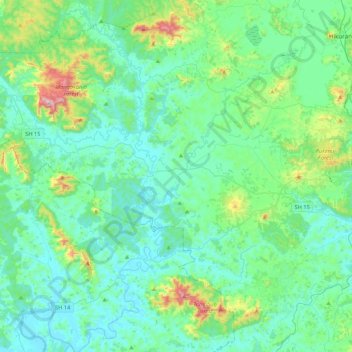 Wairua River topographic map, elevation, terrain