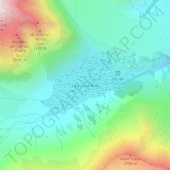 Lac de Combal topographic map, elevation, terrain