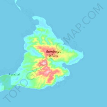 Rambutyo Island topographic map, elevation, terrain