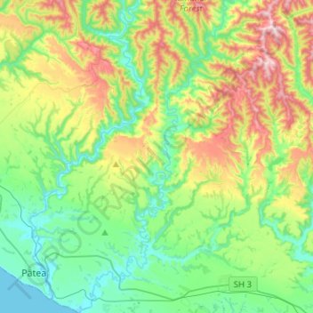 Whenuakura River topographic map, elevation, terrain