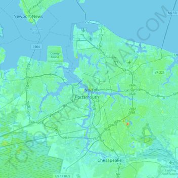 Norfolk Topographic Map Elevation Relief