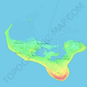 Nuku'alofa topographic map, elevation, relief