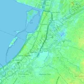 San Dionisio Paranaque Map San Dionisio Topographic Map, Elevation, Relief
