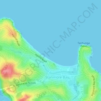 Stanmore Bay topographic map, elevation, relief