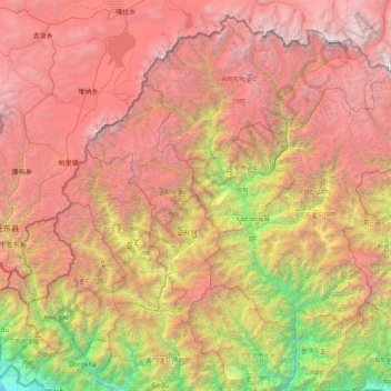 Topographic Map Of Bhutan Thimphu Dzongkhag Topographic Map, Elevation, Relief