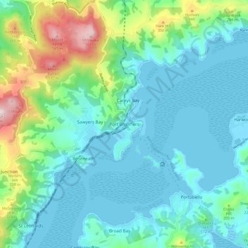 Port Chalmers topographic map, elevation, relief