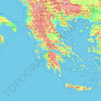 Greece topographic map, elevation, relief