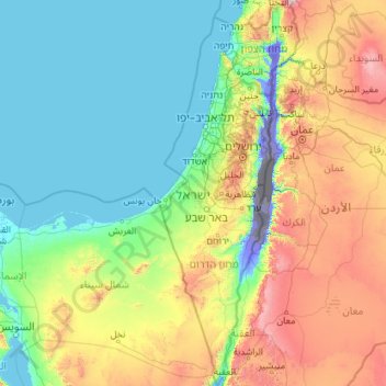 Israel Topographic Map Elevation Relief