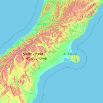 Canterbury topographic map, elevation, relief