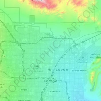 Topographic Map Of Las Vegas Las Vegas Topographic Map, Elevation, Relief
