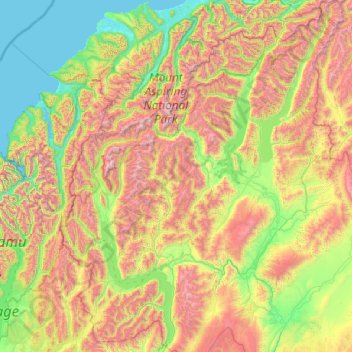 Queenstown-Lakes District topographic map, elevation, relief