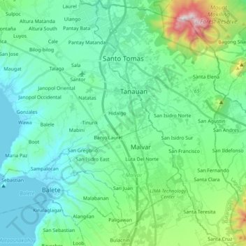 Sto Tomas Pampanga Map Santo Tomas Topographic Map, Elevation, Relief