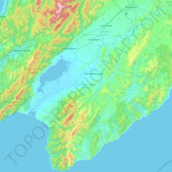 South Wairarapa District topographic map, elevation, relief