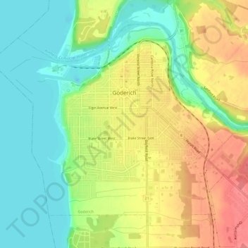 Map Of Goderich Ontario Goderich Topographic Map, Elevation, Relief